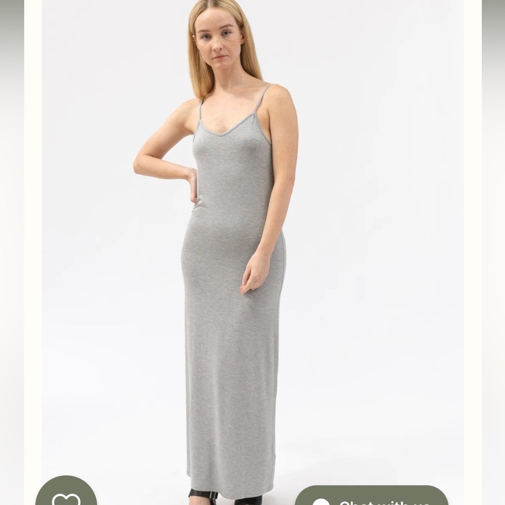 Not Labeled - Bamboo Long Length Cami Dress - Light Grey